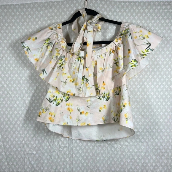 Rebecca Taylor Pink Floral‎ Ruffle Halter Top - Picture 6 of 6